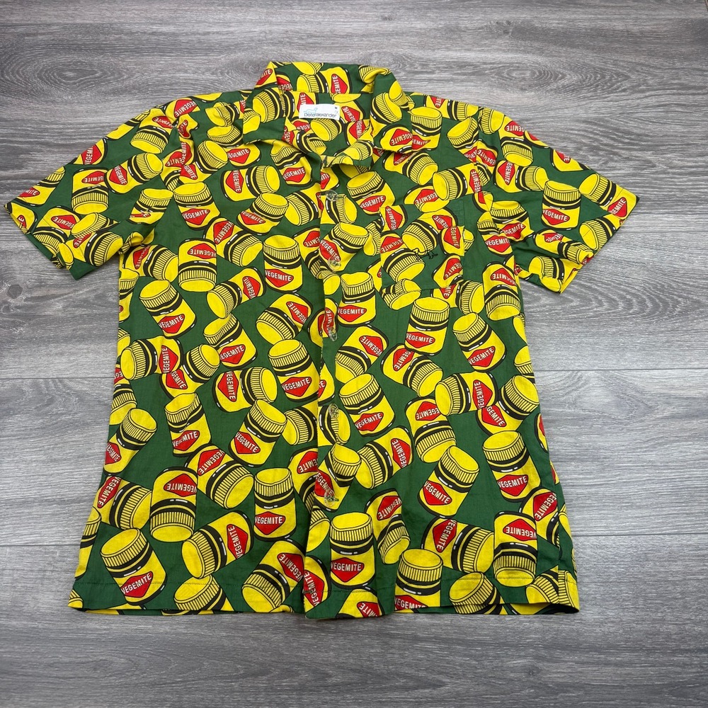 Peter Alexander Vegemite Pajama Shirt Mens Medium Green Novelty Print Cotton PJ